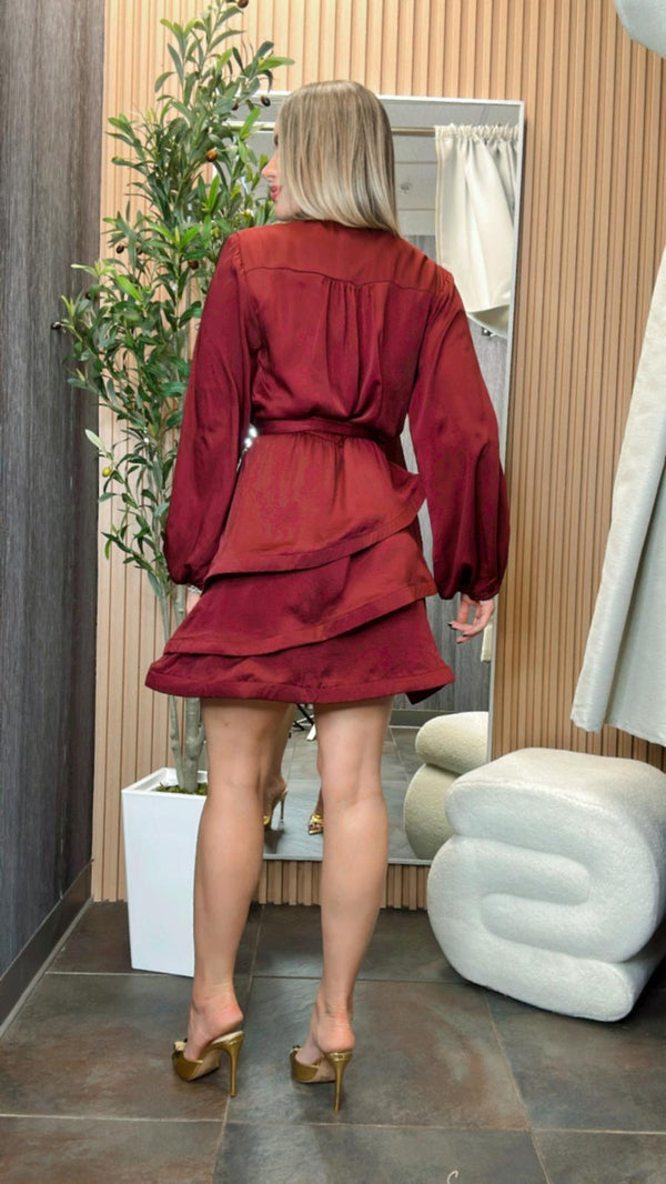 2468 Long sleeve ruffle mini dress