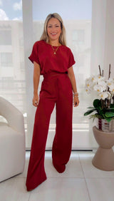0021 Top and wide leg pants set