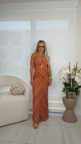 0171 Knit open back maxi dress