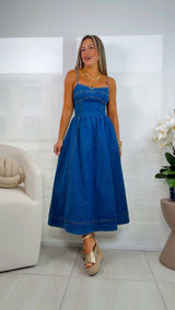 3628 Denim midi dress with cami top