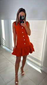 1653 Buttons bubble mini dress