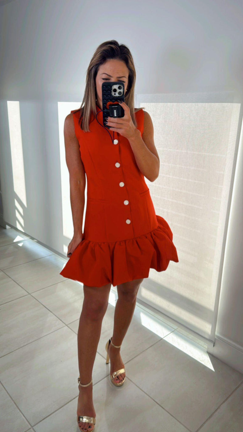 1653 Buttons bubble mini dress