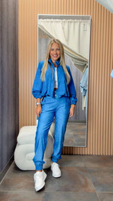 1975 Denim print bubble jacket and jogger set Kiut