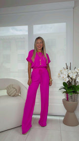 0021 Top and wide leg pants set