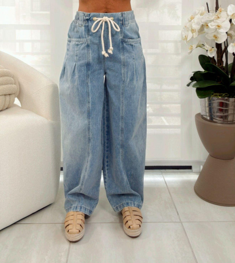 3209 Wide barrel drawstring waist pants
