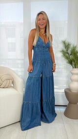 7224 O-ring back wide leg jumpsuit