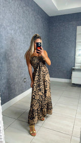 2139 Leopard linen dress