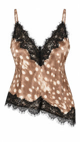 6160 Animal print cami top with lace