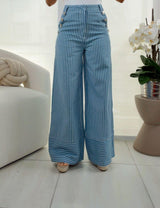 1916 Striped woven pants front closure