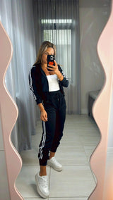 2727 Zipper hoodie and detail pants set