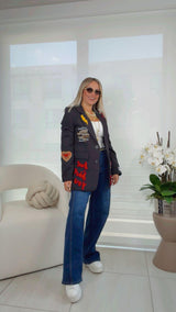 1618 Bold embroidered patchwork blazer