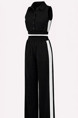 0080 Collar neck top and sweetpants set