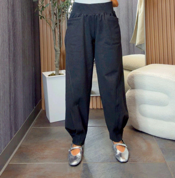 6411 Rib brush cocoon pants