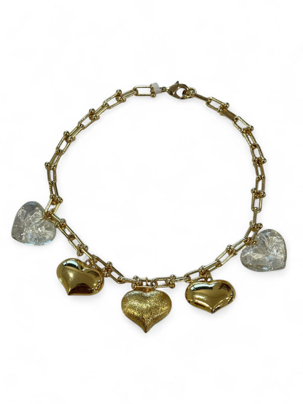 DL134 Collar multi charm corazones