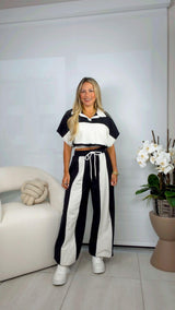 0058 Collar neck top and pants set