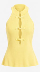 7618 Sleeveless knit mandarin top
