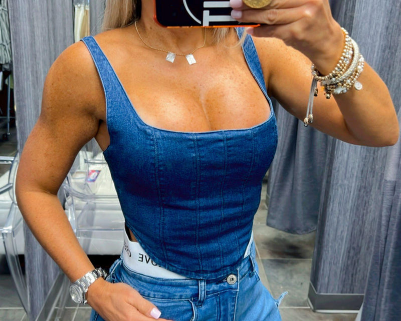 0339 Denim corset top