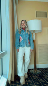 5593 Flower patch denim jacket