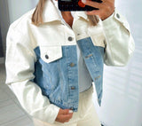 4130 Contrast faux leather jacket
