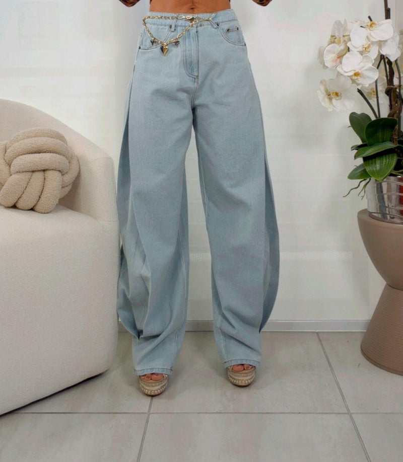 0581 Denim barrel leg pants