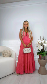 2159 Textured maxi dress with front cut out