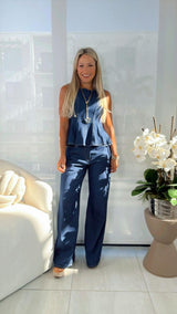 8495 Denim tank top and jeans set