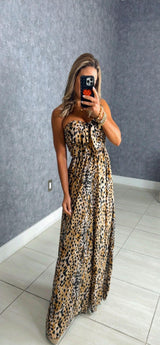 3061 Tube tie front chest smocked jumpsuit