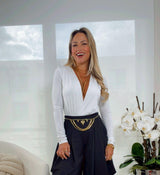 6454 V-neck long sleeve bodysuit