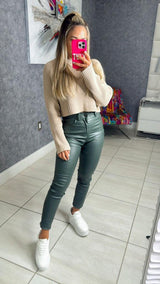 L052 Vegan leather skinny pants