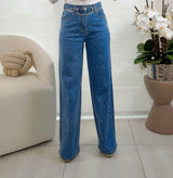 2900 Silver detail wide leg denim pants