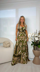 9825 Bustier top and maxi skirt set