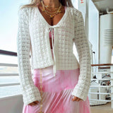 0951 Crochet front tie sweater