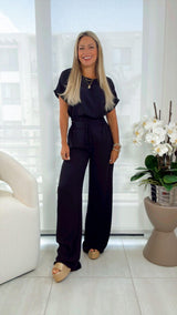 0021 Top and wide leg pants set
