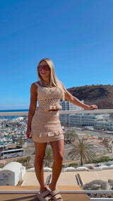 0001 Knitted top and mini skirt set