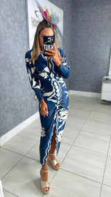 3795 Printed long sleeve dress