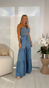 1964 Chambray jumpsuit strapless
