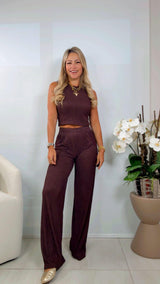 S01S Crinkle textured top and pant set