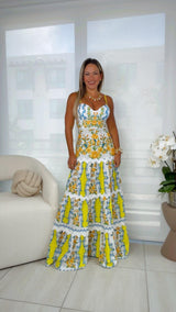 4326 Tiered printed maxi dress