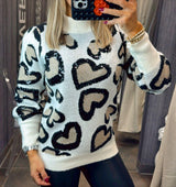 5288 Knitted animal print heart sweater
