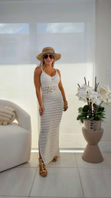 5239 Open back crochet maxi dress