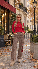 3445 Mandarin neck long sleeve sweater