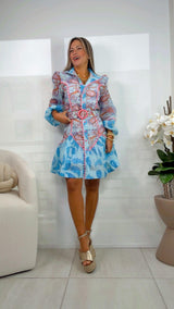 2340 Paisley print mini dress with belt