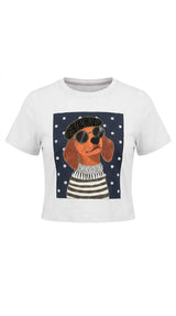 X290 Dachshund Parisian Print Top