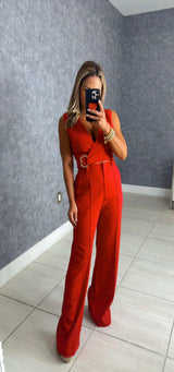 5922 V-neck top and pants set