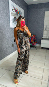 A261 Printed jumpsuit open back
