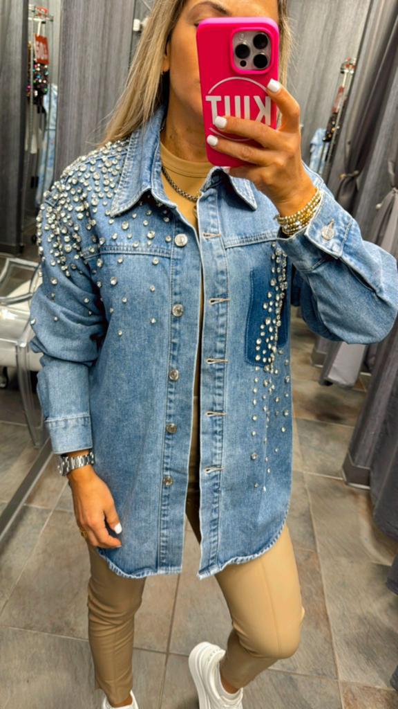 0020 Denim shirt with rhinestones