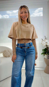 3002 Lace and crop top bodysuit