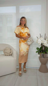 4657 Off shoulder drapped midi dress
