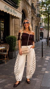1099 Barrel polka side detail pants