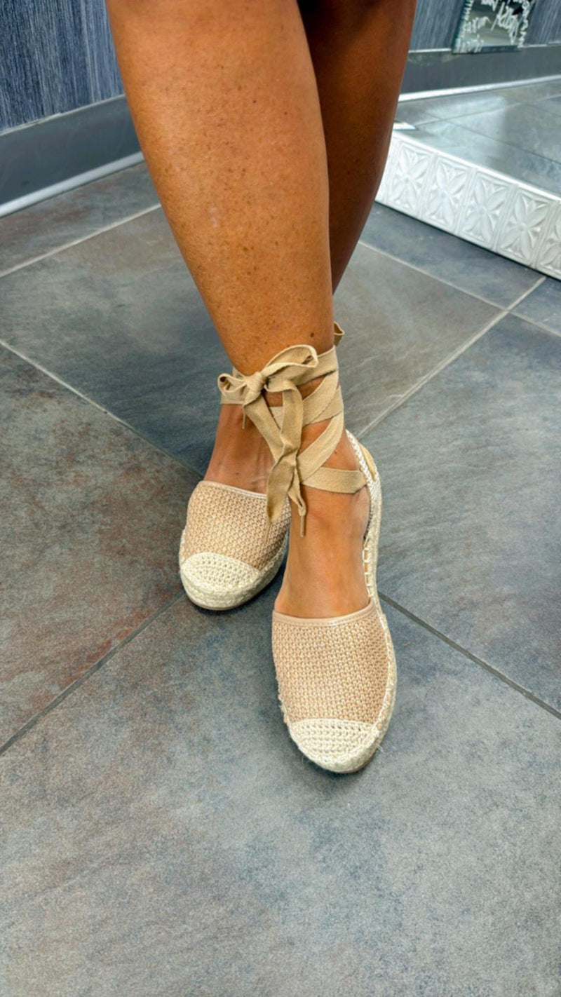 I03 Santorini leg wrap crochet espadrilles